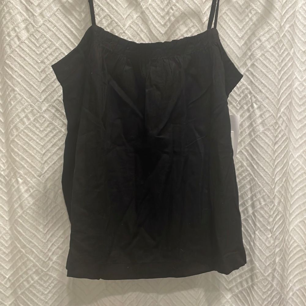 Black linen blouse with straps - new with tags